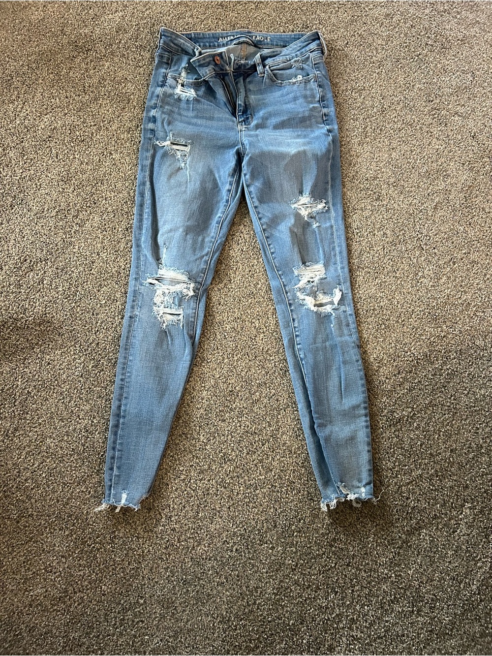 American Eagle Outfitters Light Blue Ripped Skinny Jeans